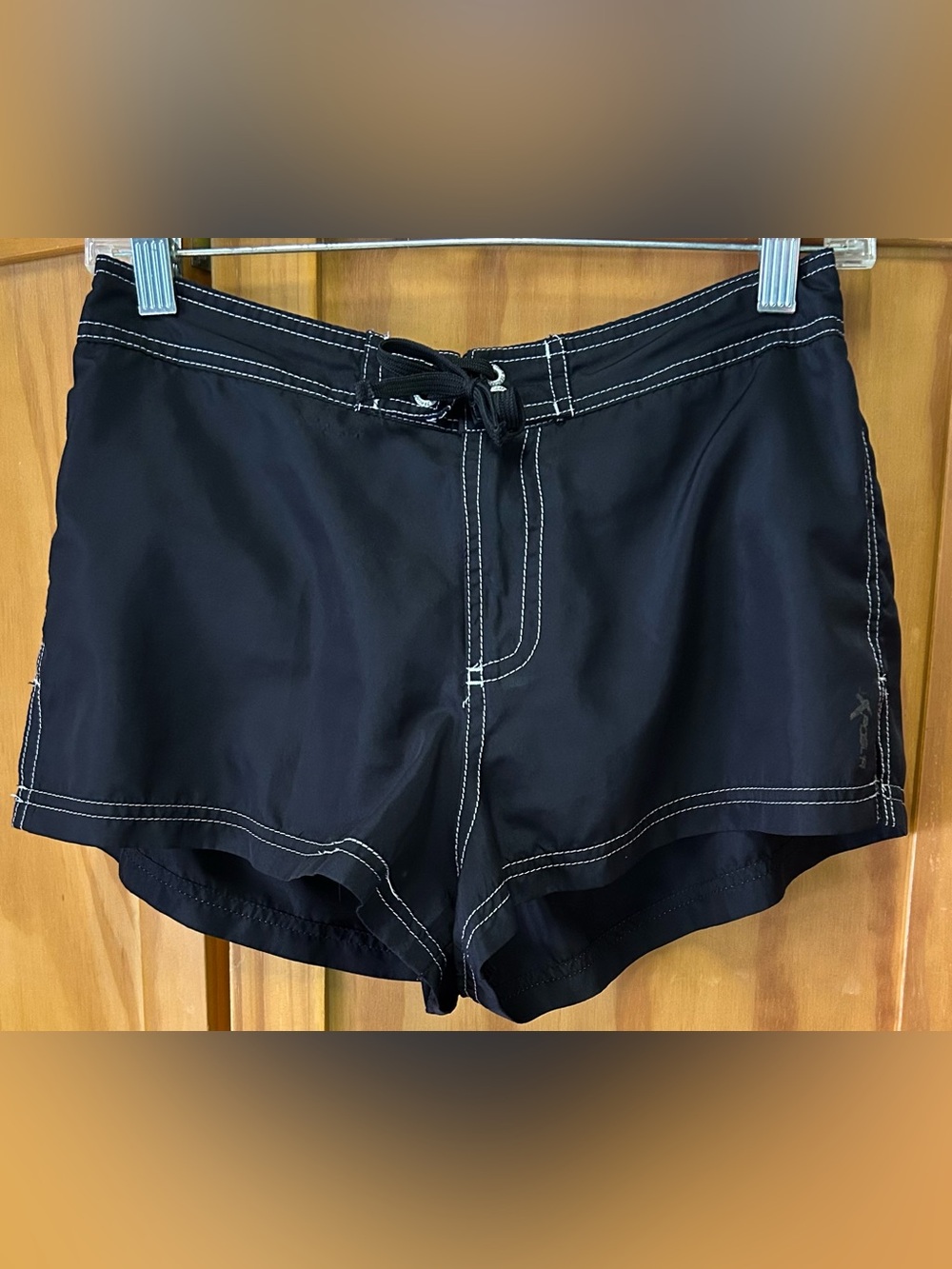 ZeroXposur Blk Women's Athletic Swim Shorts with White Contrast Stitching Size 8